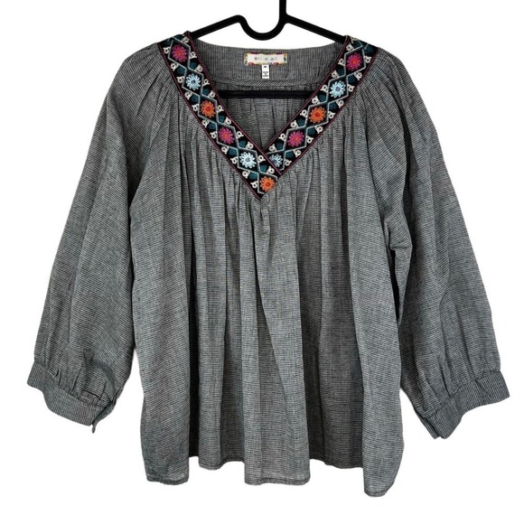 Eri + Ali by Anthropologie Kaleidoscope Striped Swing Blouse Size Medium - Picture 3 of 8